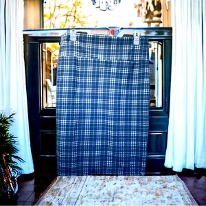 Lularoe Plaid Cassie Pencil Skirt Checkered Blue & White Unicorn | Women’s Sz M